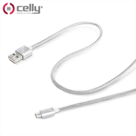 Celly Smart Charge Braided Micro USB Tough Charging Cable - Silver
