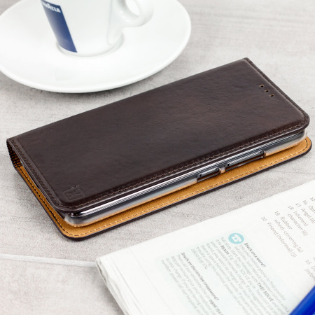 Olixar Genuine Leather Motorola Moto G5 Executive Wallet Case - Brown