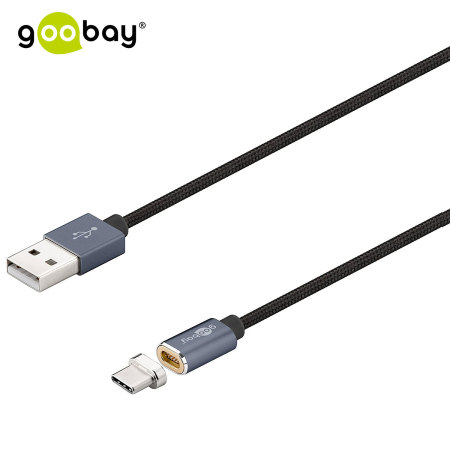 Goobay USB-C Magnetic Charge and Sync Cable - Black / Silver