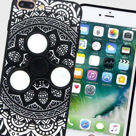 Olixar iPhone 8 / 7 Plus Case with Fidget Spinner - Black / White