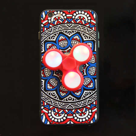 olixar iphone 8 / 7 fidget spinner pattern case - red / blue