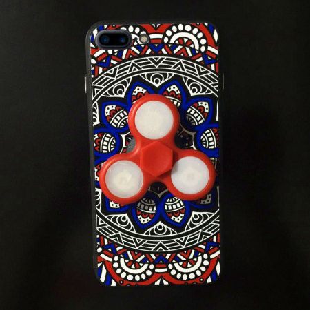 Olixar iPhone 7 Plus Fidget Spinner Muster-Hülle - Rot / Blau