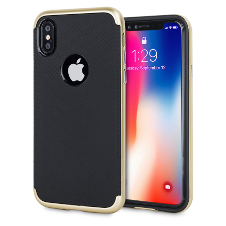 Olixar XDuo iPhone X Case - Carbon Fibre Gold