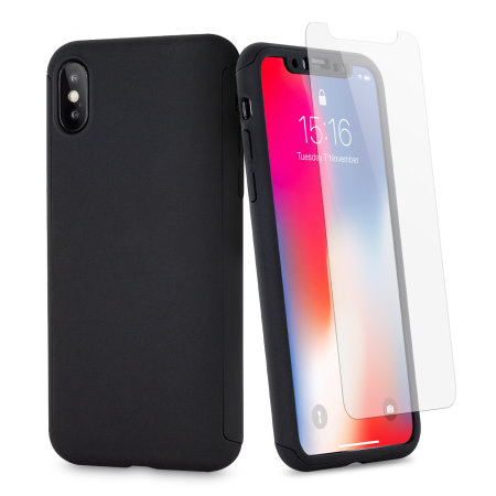 Olixar X-Trio Full Cover iPhone X Deksel - Sort