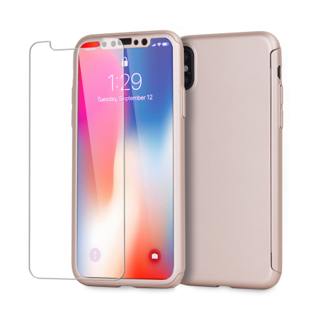 Olixar XTrio Full Cover iPhone X Case & Screen Protector - Rose Gold