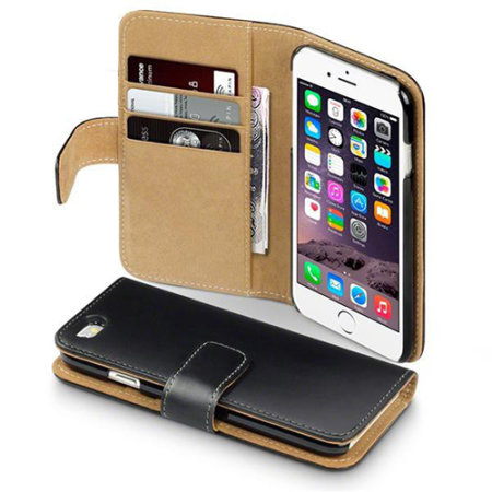 Terrapin Leather-Style Apple iPhone 6S / 6 Wallet Case - Black / Tan