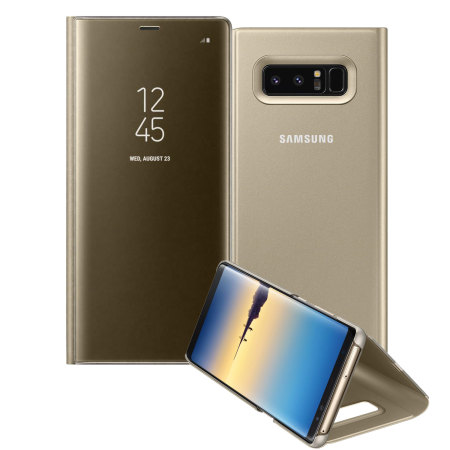 Official Samsung Galaxy Note 8 Clear View Standing Cover Case Gold