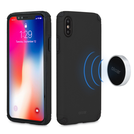 Vergissing gezagvoerder Integreren Olixar Magnus iPhone X Case en Autohouder - Zwart