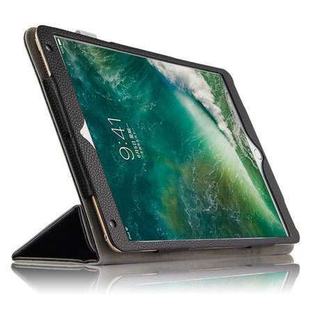 Olixar Luxury Genuine Leather iPad Pro 10.5 Folding Stand Case - Black