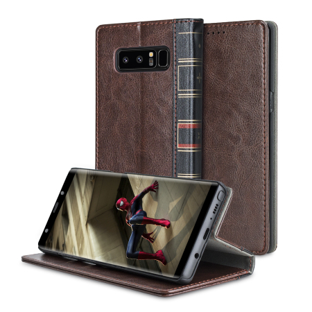 Olixar XTome Leather-Style Samsung Galaxy Note 8 Book Case - Brown