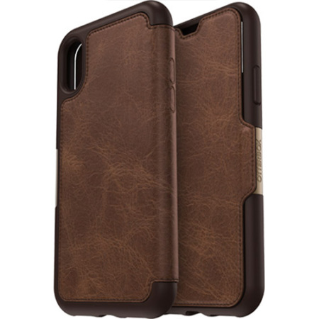 otterbox strada folio iphone x leather wallet case - brown