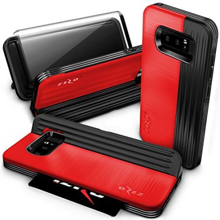 Zizo Retro Samsung Galaxy Note 8 Brieftaschen Stand Hülle - Rot/ Schwarz