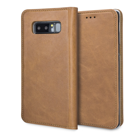 Olixar Genuine Leather Galaxy Note 8 Executive Wallet Case - Tan