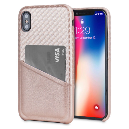 Coque iPhone X Olixar Fibre de Carbone - Or Rose