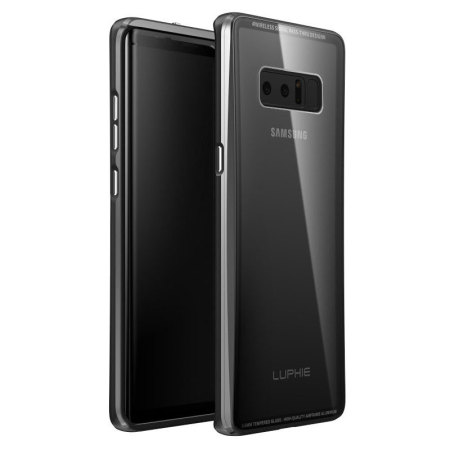 Luphie gehard glazen en metalen Galaxy Note 8 bumperhoesje - Zwart