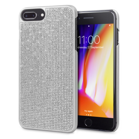 LoveCases Luxuriöse Kristall iPhone 8 Plus / 7 Plus Hülle - Silber