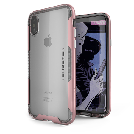 ghostek cloak 3 iphone x tough case - clear / pink
