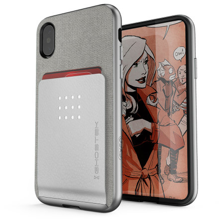 ghostek exec series iphone x wallet case - silver
