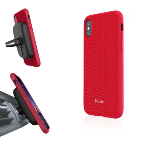 Coque iPhone X Evutec AERGO Ballistic Nylon avec support - Rouge