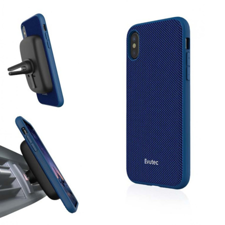 evutec aergo ballistic nylon iphone x tough case & vent mount - blue