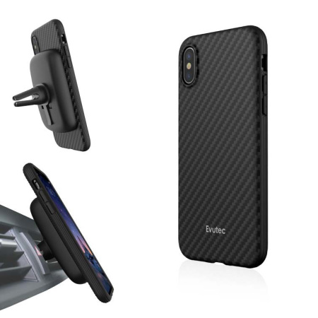 Evutec AER Karbon / KEVLAR iPhone X Skal & Vent Mount - Svart