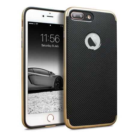 Olixar XDuo iPhone 8 Plus Case - Carbon Fibre Gold