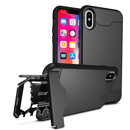 Coque iPhone X Olixar X-Ranger Survival avec outils – Noir tactique