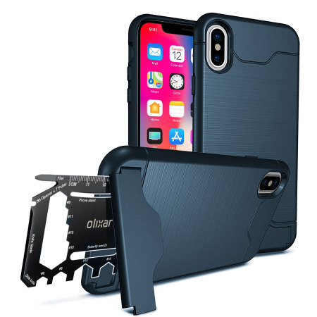 Coque iPhone X Olixar X-Ranger Survival avec outils – Bleu marine