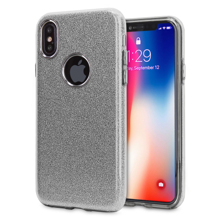 LoveCases Glitter iPhone X Hülle - Silber