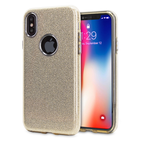 LoveCases iPhone X Gel Case - Gold Glitter