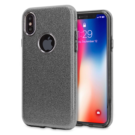 LoveCases iPhone X Gel Case - Black Glitter