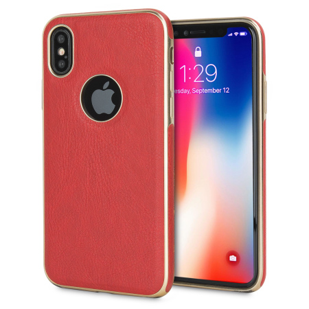 olixar makamae leather-style iphone x case - red
