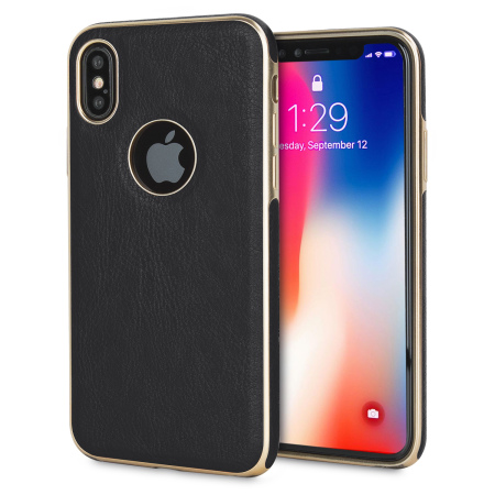 Olixar Makamae Leather-Style iPhone X Case - Black