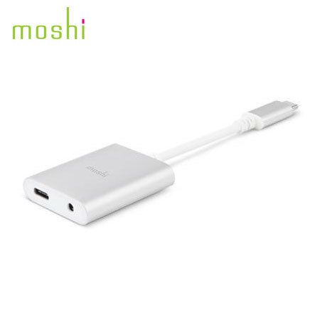 Moshi USB-C 3.5mm Headphone Adapter & Adaptive Charging - Silver