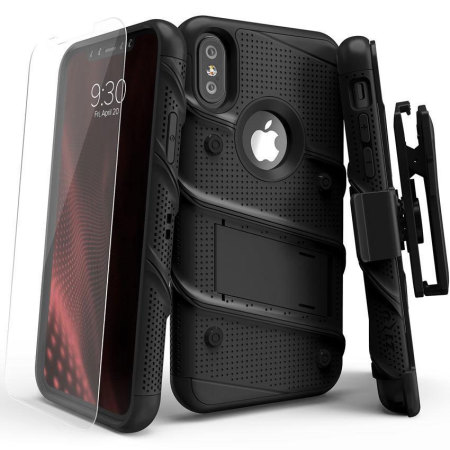 zizo bolt iphone x tough case & screen protector - black