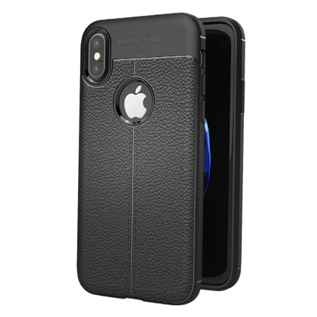 olixar attache premium iphone x leather-style protective case - black