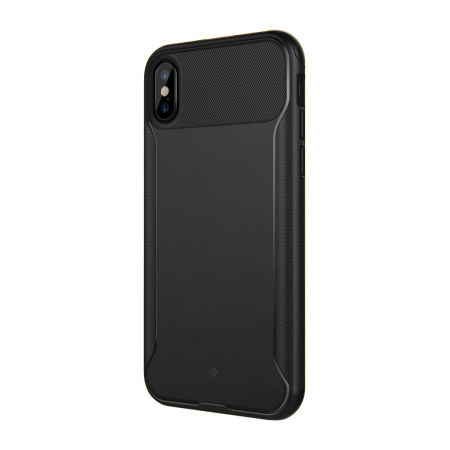 Coque iPhone X Caseology Nero Slim et Protection d’Ecran Verre Trempé