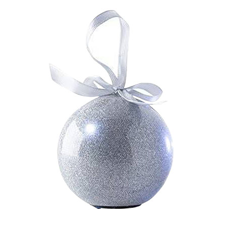 Recordable Message Christmas LED Glitter Bauble - Silver