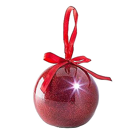 Recordable Message Christmas LED Glitter Bauble - Red