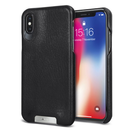 Coque iPhone X Vaja Grip en cuir supérieur véritable – Noire