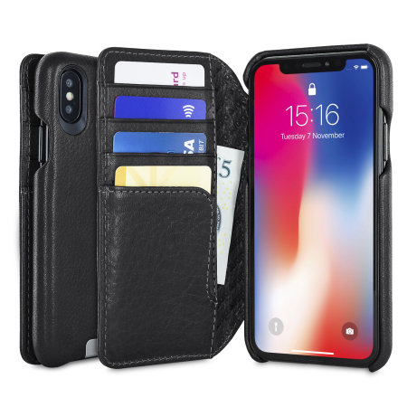 Vaja Wallet Agenda iPhone X Premium Leather Case - Black