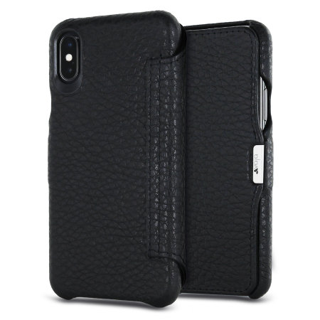 Vaja Agenda MG iPhone X Premium Leder Flip Case in Schwarz