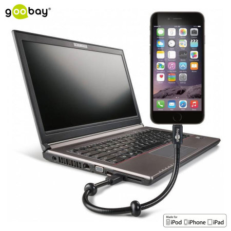 Goobay MFi Lightning Gooseneck Charge and Sync Cable & Stand - Black