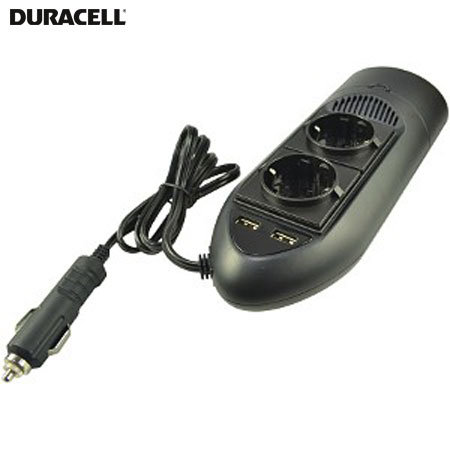 Chargeur voiture Duracell double USB et double prise secteur – Noir