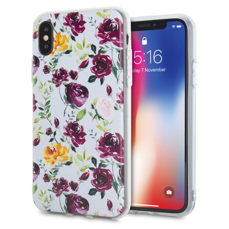 LoveCases iPhone X Gel Case - Blue / White Floral Art