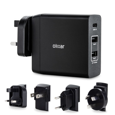 Chargeur secteur Universel de voyage Olixar – 2 ports USB + 1 USB-C PD