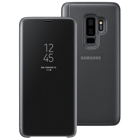 Official Galaxy S9 Plus Clear View Standing Cover Case - Schwarz