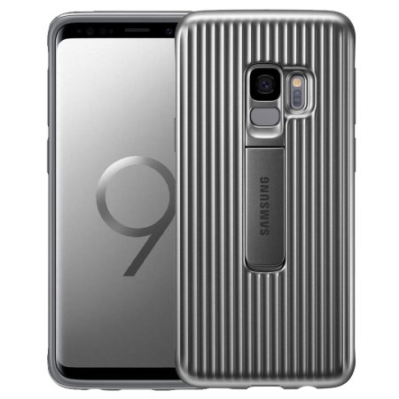 Offizielle Samsung Galaxy S9 schützende stehende Cover Hülle - Silber