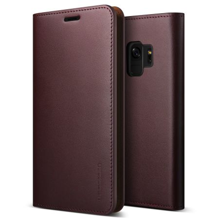 VRS Design Genuine Leather Diary Samsung Galaxy S9 Wallet Case - Wine