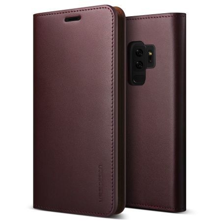 VRS Design Genuine Leather Samsung Galaxy S9 Plus Wallet Case - Wine